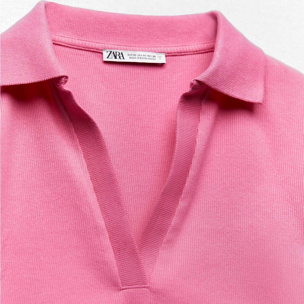 NWT Zara Pink Rib Polo Shirt - Picture 4 of 8